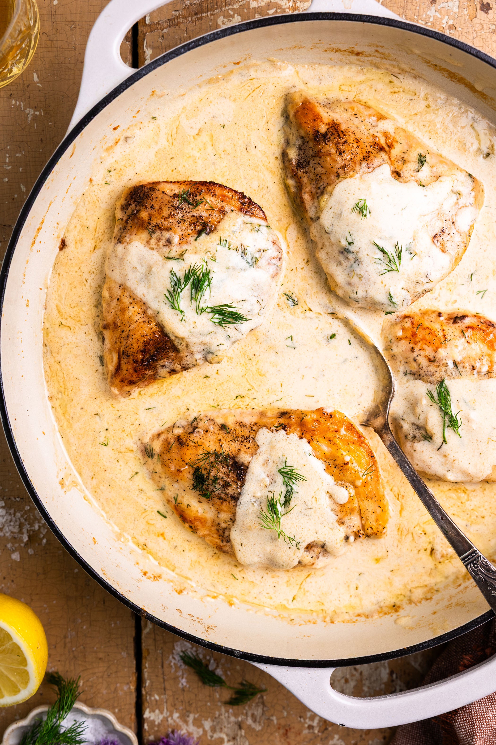 CHICKEN WITH CHEESY DILL CREAM SAUCE