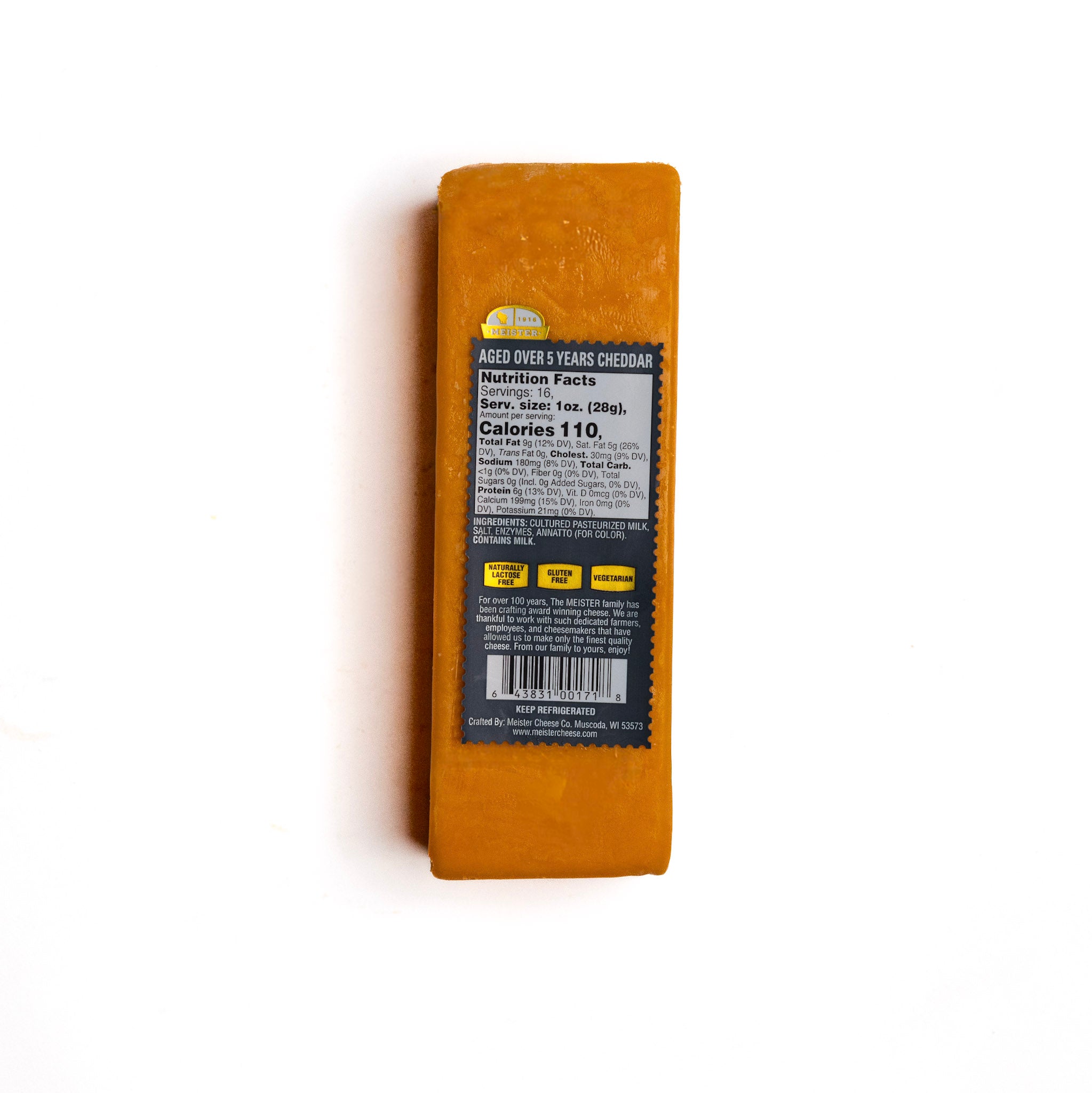 block of Meister Aged Cheddar cheese