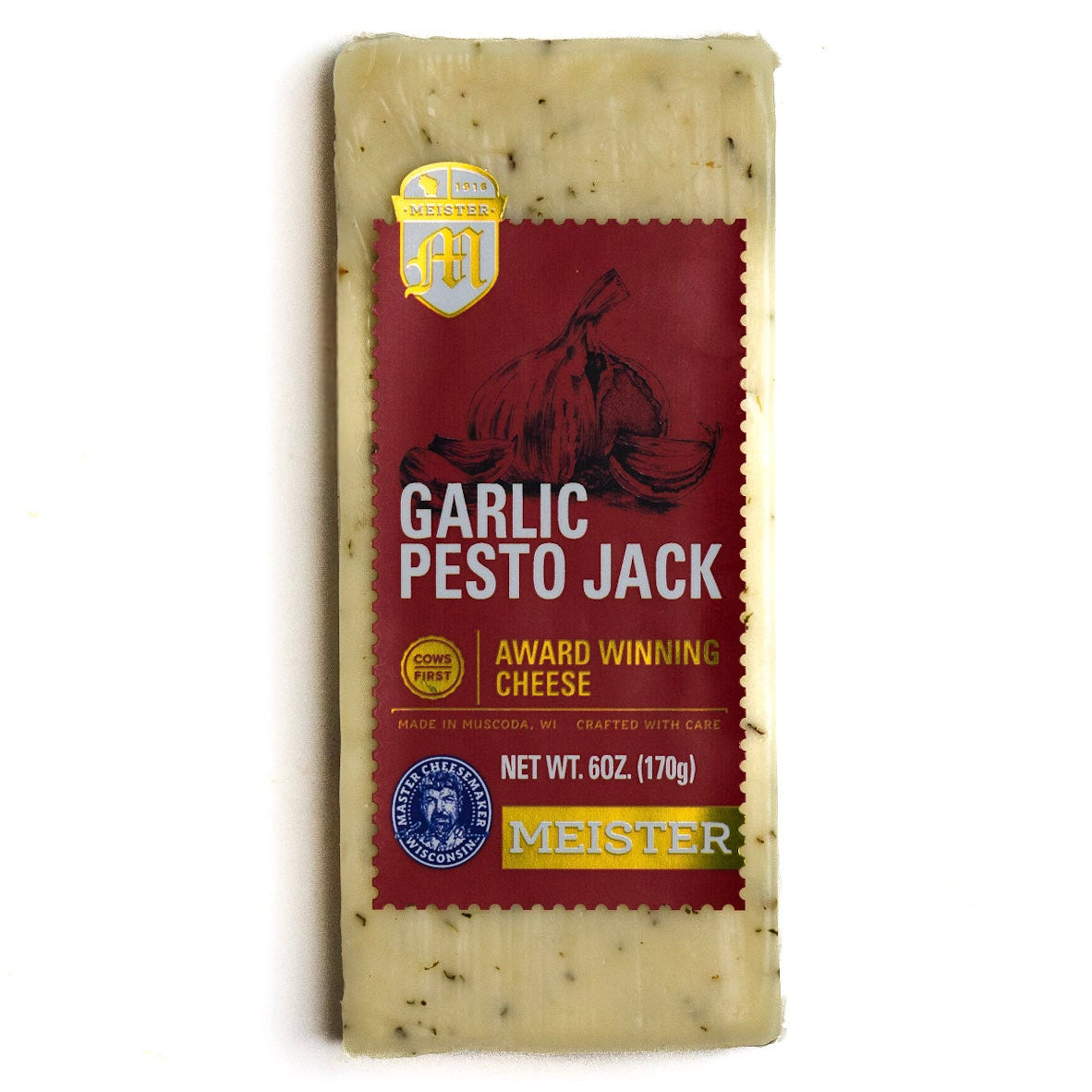 Block of Meister Garlic Pesto Jack cheese