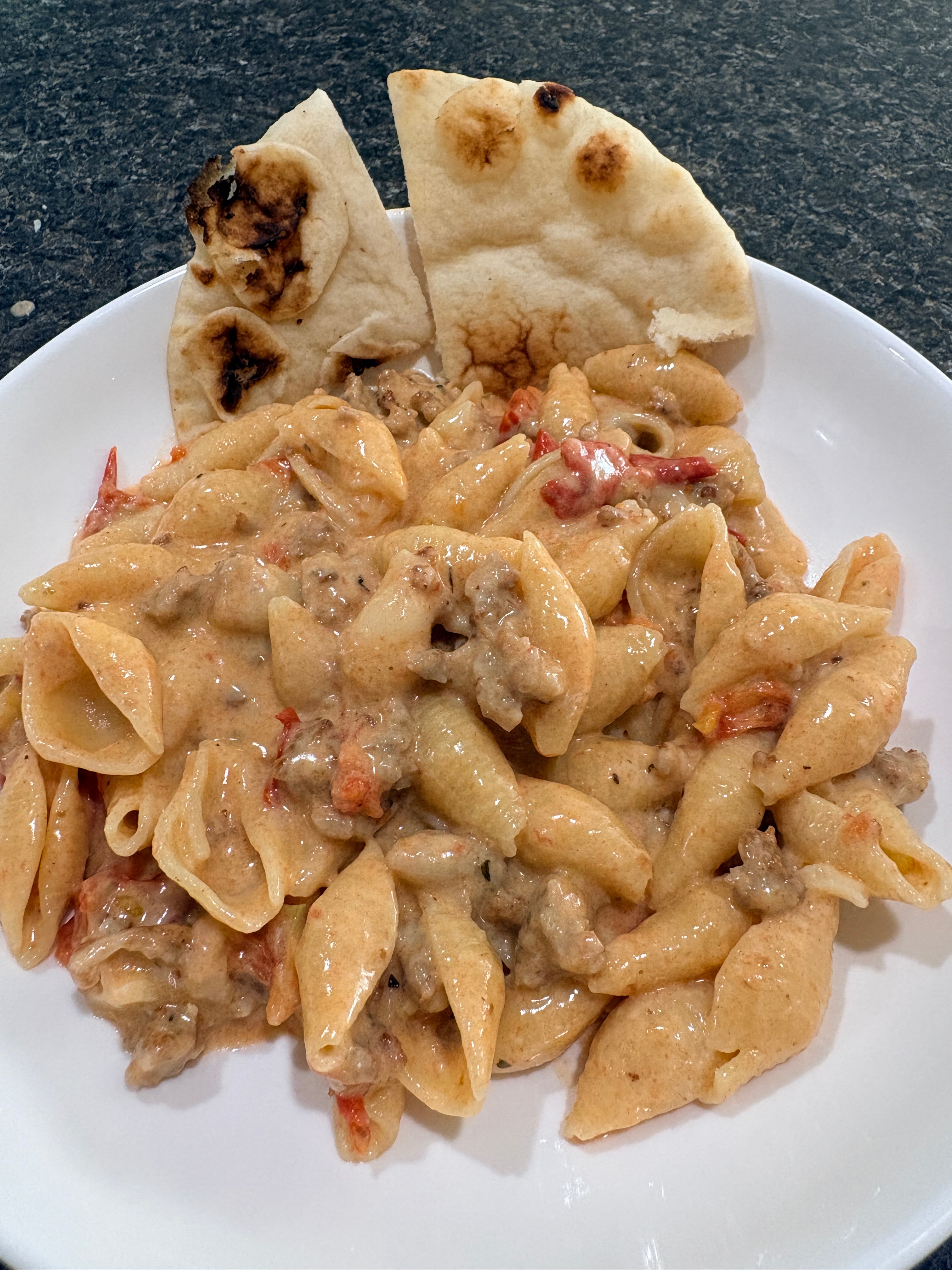 Creamy White Cheddar Italian Sausage Pasta