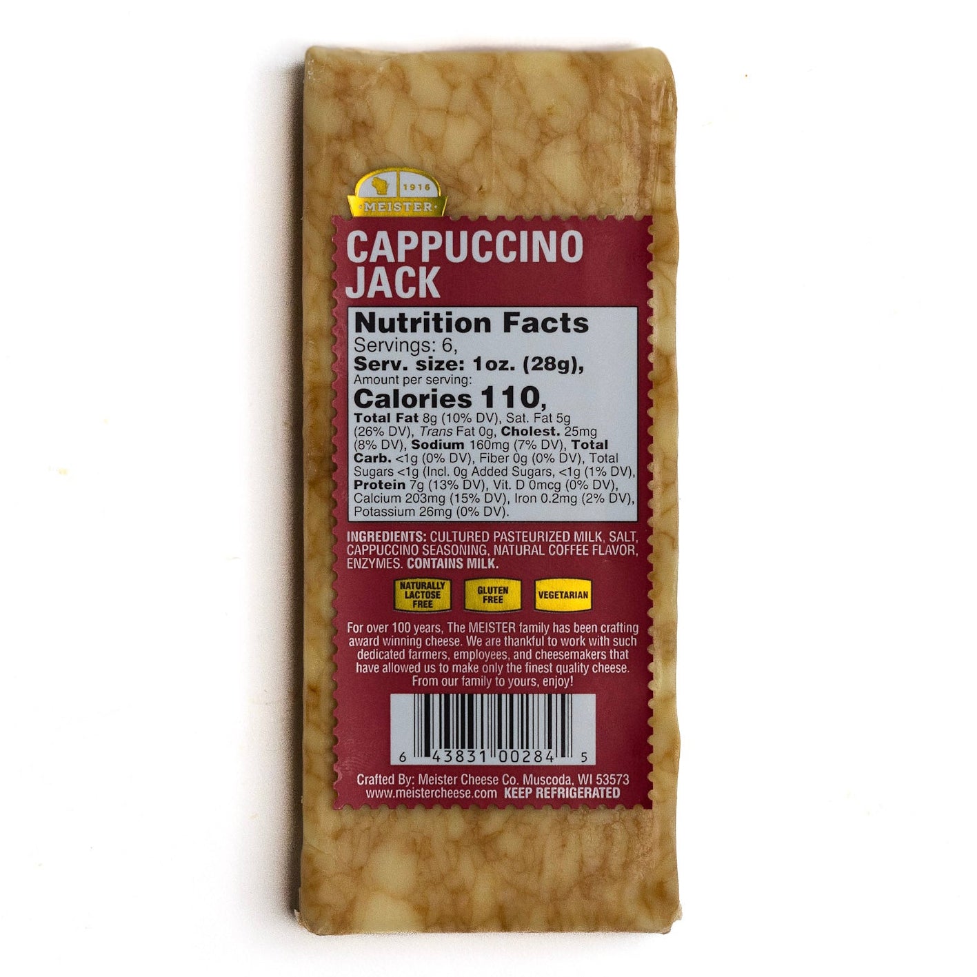 Meister Cappuccino Jack package with nutrition facts label 