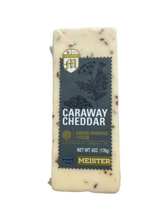Block of Meister Caraway Cheddar cheese 