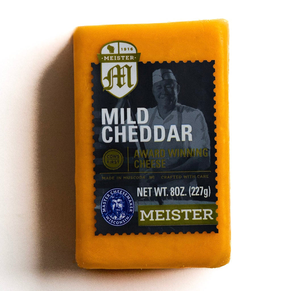 Block of Meister Mild Cheddar cheese