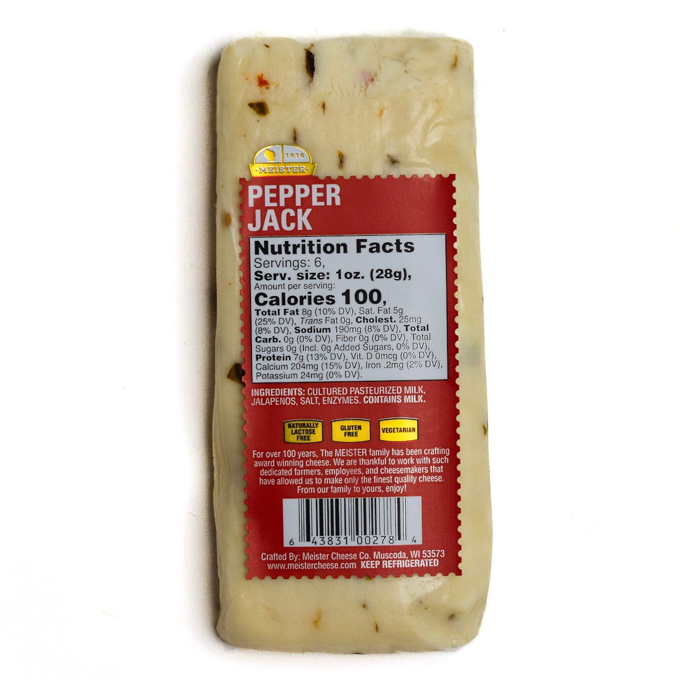 Block of Meister pepper jack cheese 