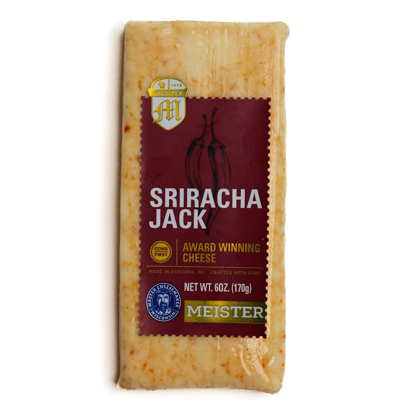 Block of Meister Sriracha Jack cheese 