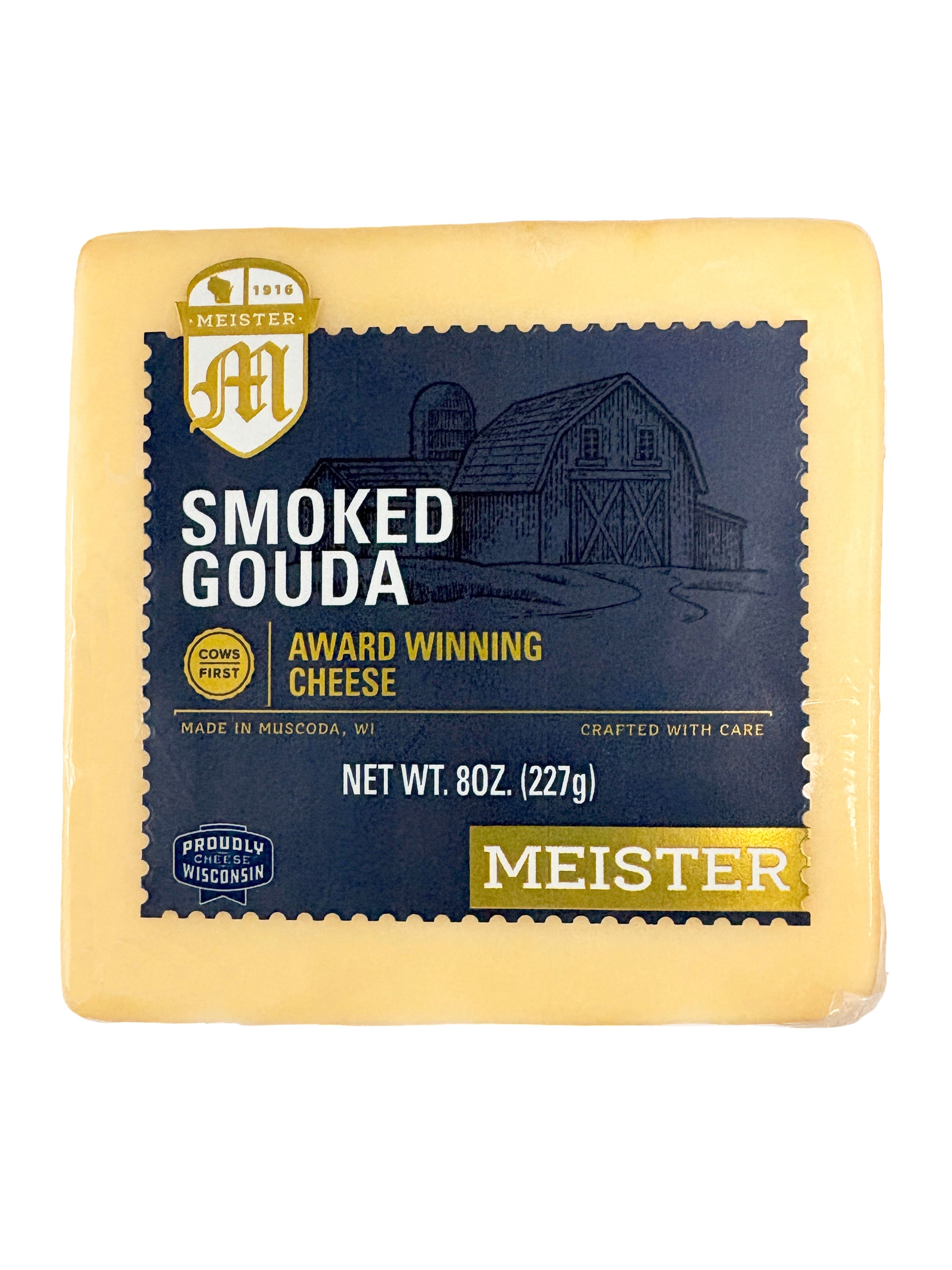 A block of Meister Smoked Gouda cheese 