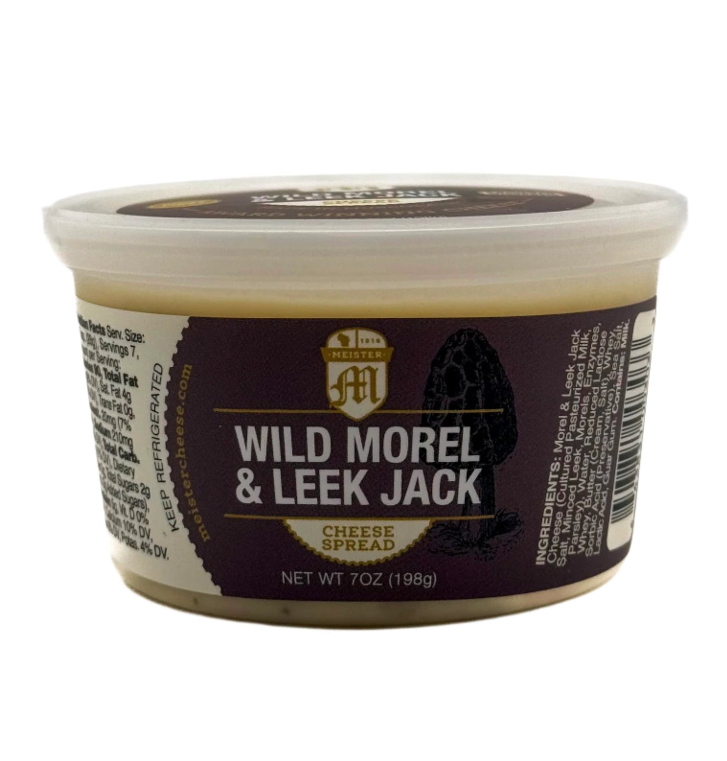 Container of Meister Wild Morel & Leek Jack cheese spread 